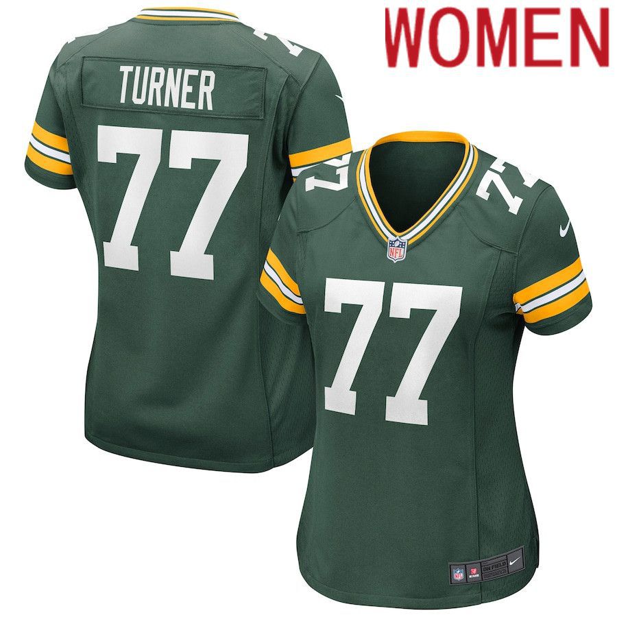 Women Green Bay Packers #77 Billy Turner Nike Green Game NFL Jersey->women nfl jersey->Women Jersey